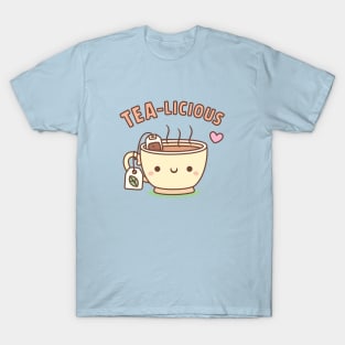 Cute Teacup Tea-licious Tea Pun T-Shirt